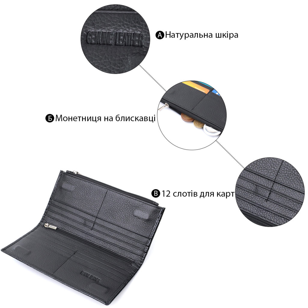 Гаманець ST Leather З натуральної шкіри Чорний (22716) - зображення 4