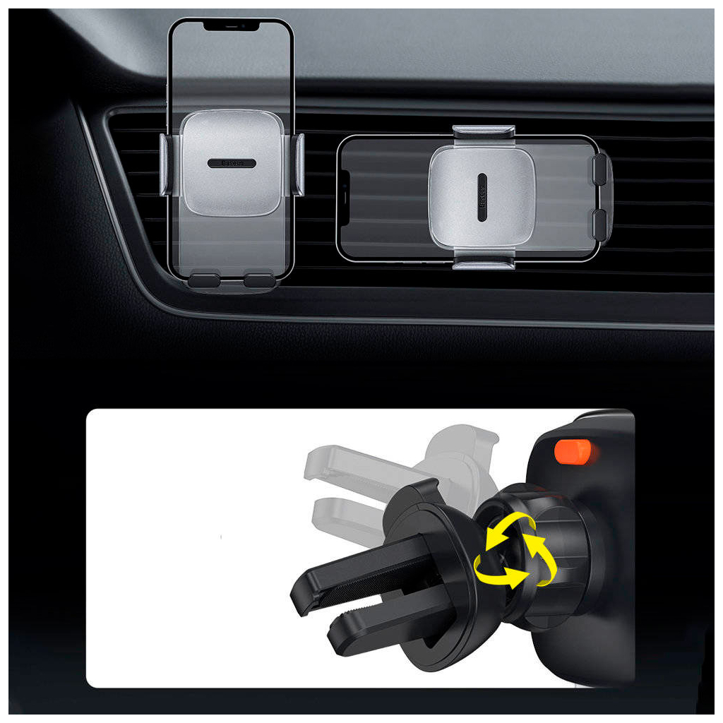 Універсальний автотримач Baseus Easy Control Clamp Car Mount Holder (A Set) Black (SUYK000001) - зображення 9