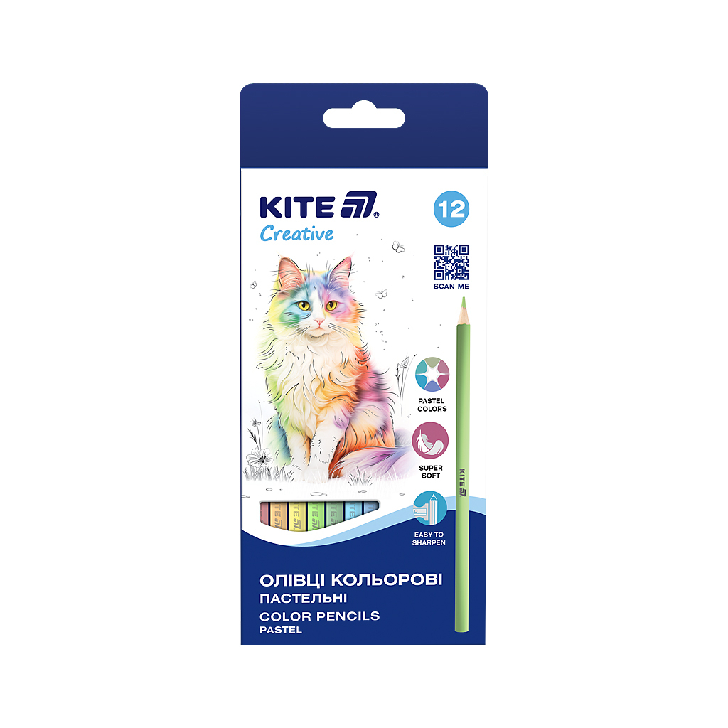 Олівці кольорові Kite Creative Pastel 12 кольорів (K-451) - зображення 1