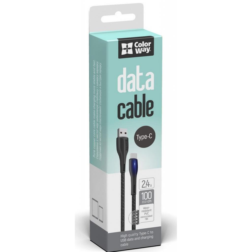 Дата кабель USB 2.0 AM to USB-C 1.0m led black ColorWay (CW-CBUC034-BK) - зображення 5