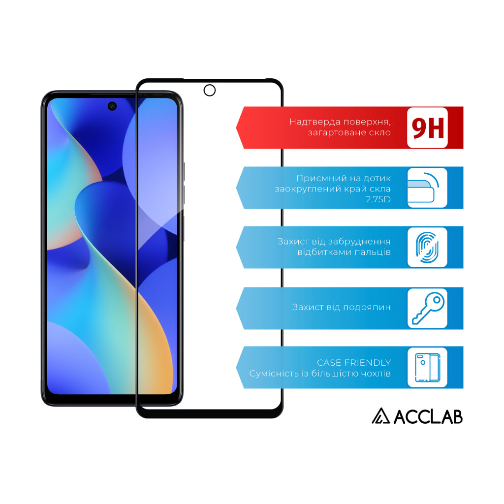 Скло захисне ACCLAB Full Glue Tecno Spark 10 Pro (1283126580567) - зображення 3