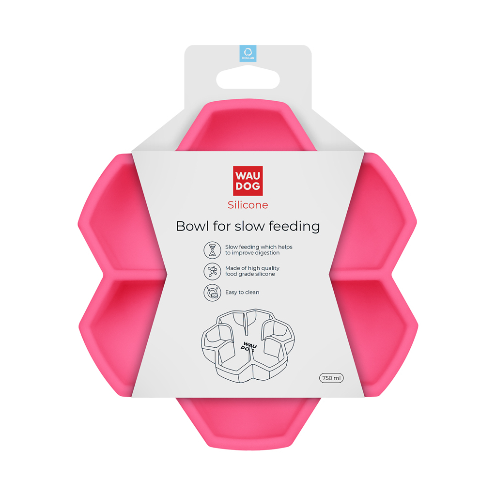 Універсальний посуд для тварин WAUDOG Silicone миска для повільного харчування 750 мл рожева (23547) - изображение 4