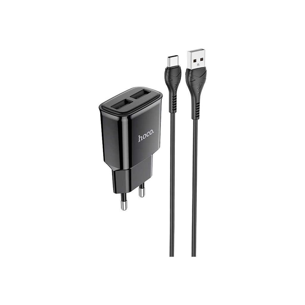 Зарядний пристрій HOCO C88A Star round dual port charger set(Type-C) Black (6931474749543) - зображення 1