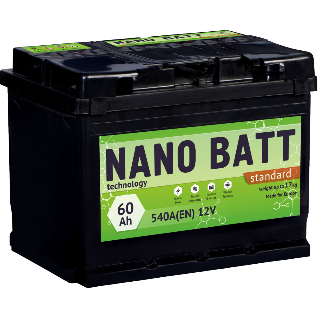 Акумулятор автомобільний NANO BATT Standart 60A +лів (1) 540А - зображення 1