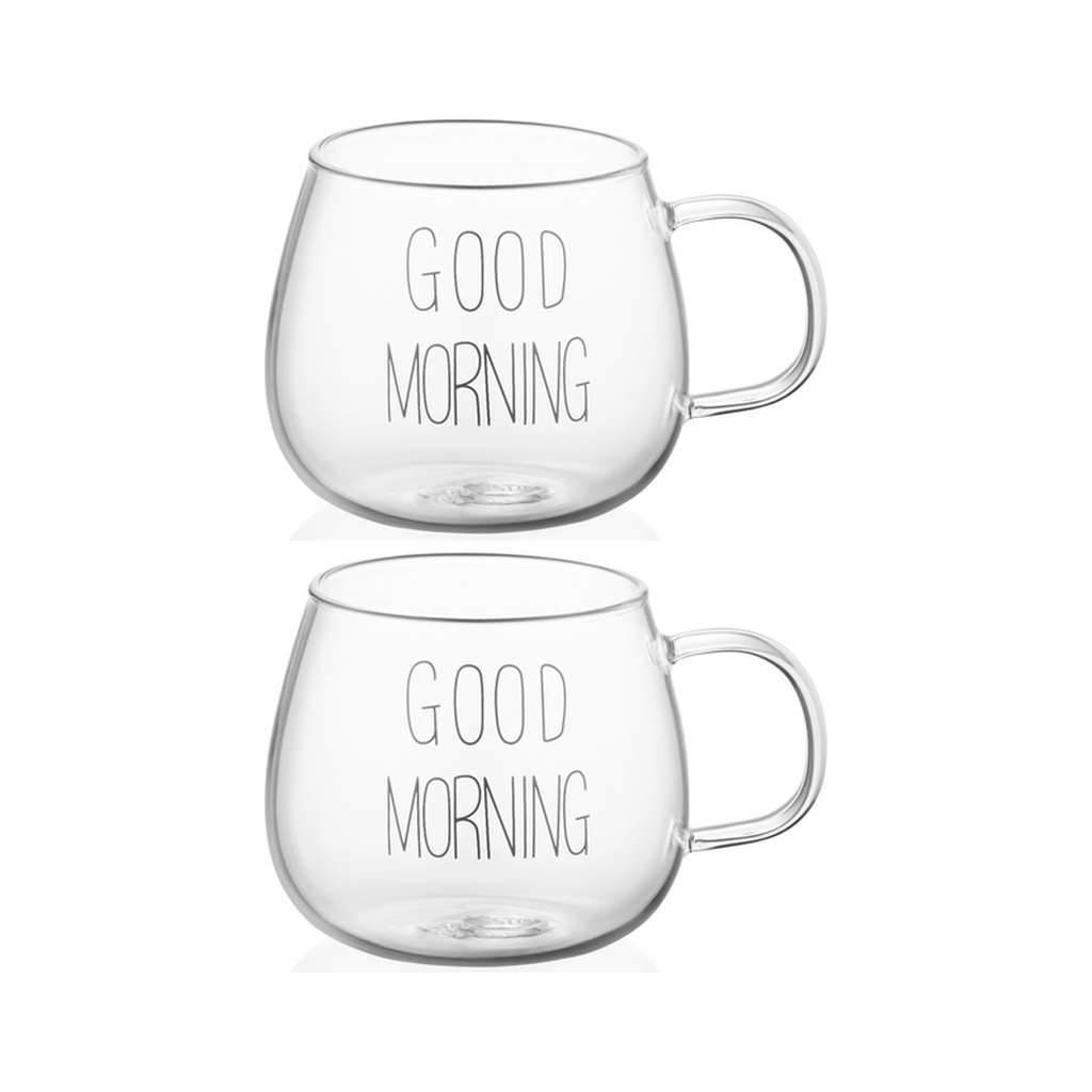 Набір чашок Ardesto Good Morning BMR 430 мл 2 шт прозорий (AR2643BMR) - зображення 1