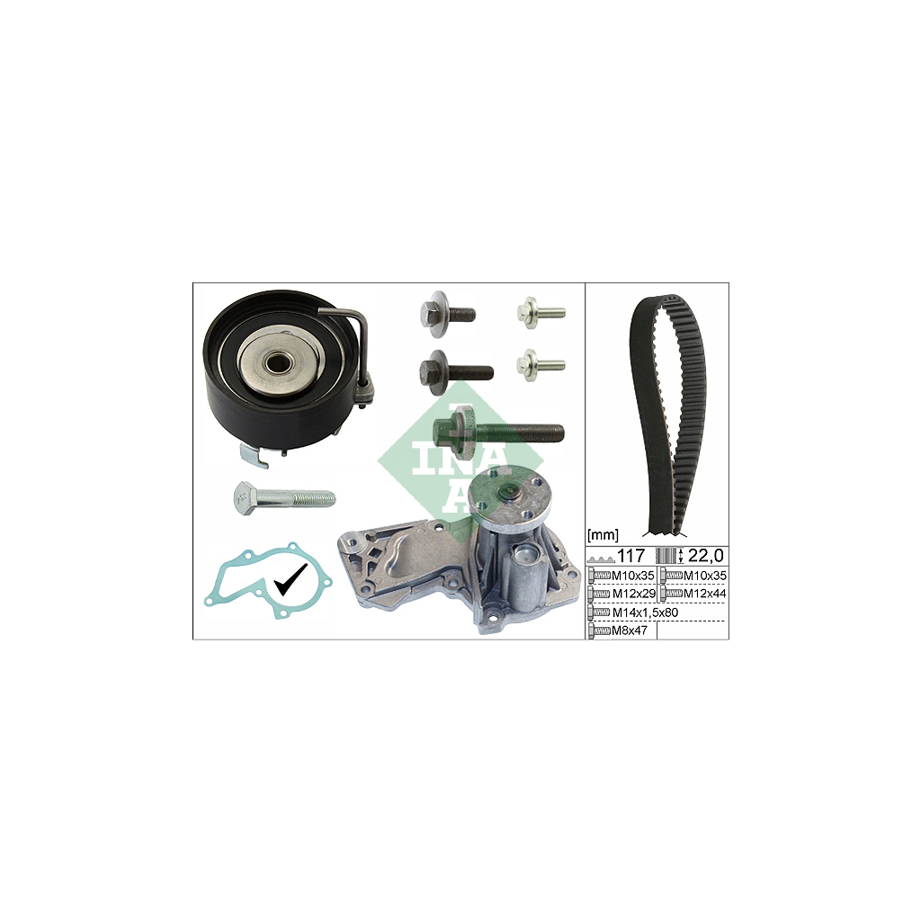 Комплект ременя ГРМ з помпой INA 530 0495 30 - зображення 1