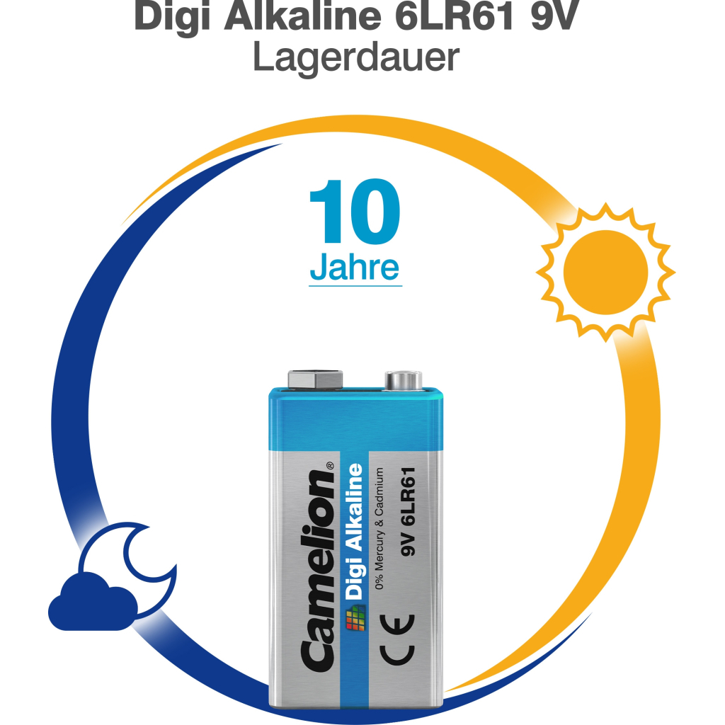 Батарейка Camelion Крона 6LR61 9V Digi Alkaline * 1 (6LR61-BP1DG) - изображение 5