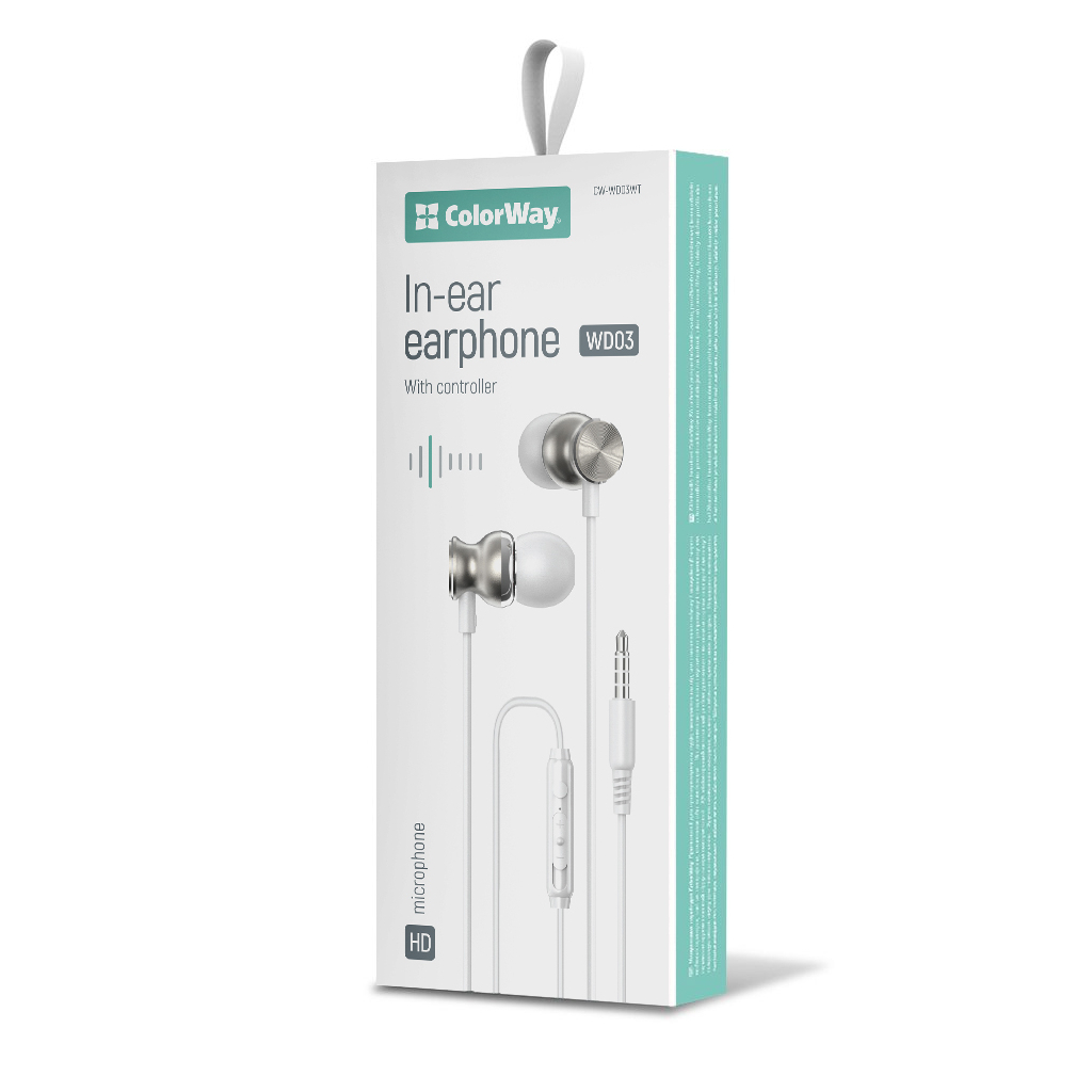 Навушники ColorWay 3.5 mm Wired Earphone UrbanBeat White (CW-WD03WT) - зображення 2