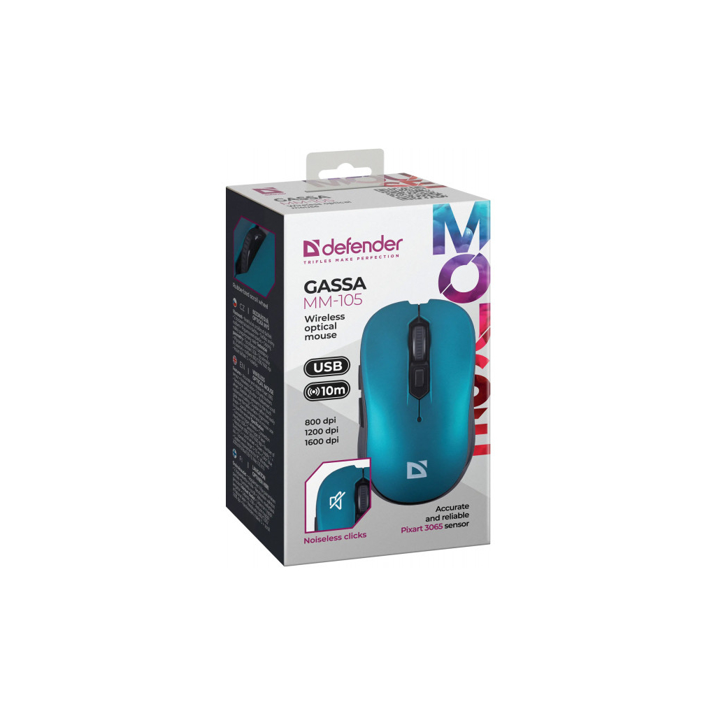 Мишка Defender Gassa MM-105 Wireless Turquoise (52102) - зображення 6