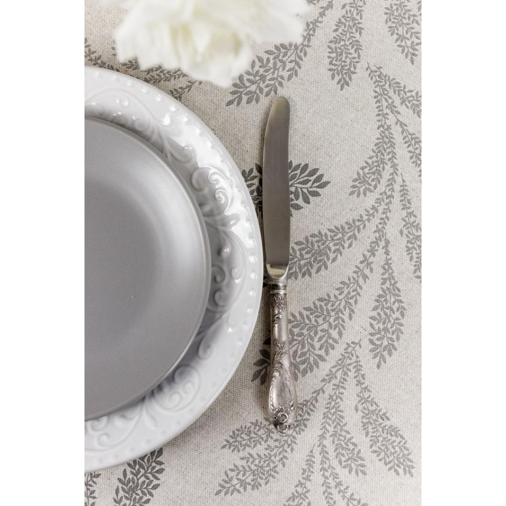 Скатертина Прованс непромокаюча Simfoni Сіре листя на натюрель D-180 см (033843) - зображення 3