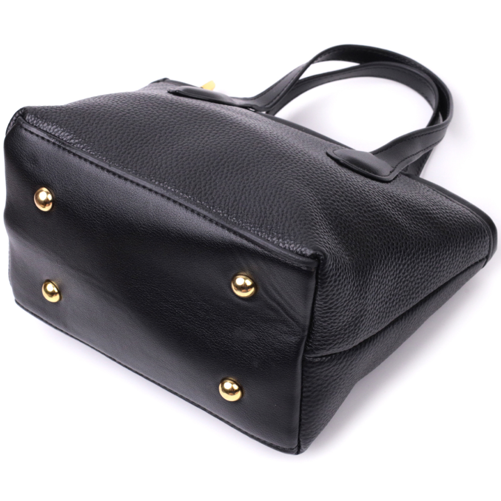 Сумка Vintage Містка з двома ручками з натуральної шкіри Чорна (22286) - зображення 3