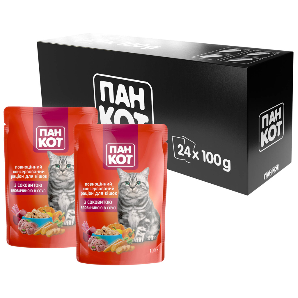 Вологий корм для кішок Пан Кот яловичина в соусі 100 г (4820111141029) - зображення 3