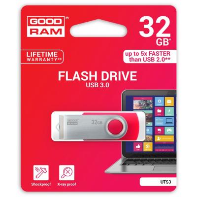 USB флеш накопичувач Goodram 32GB UTS3 Twister Red USB 3.0 (UTS3-0320R0R11) - зображення 2
