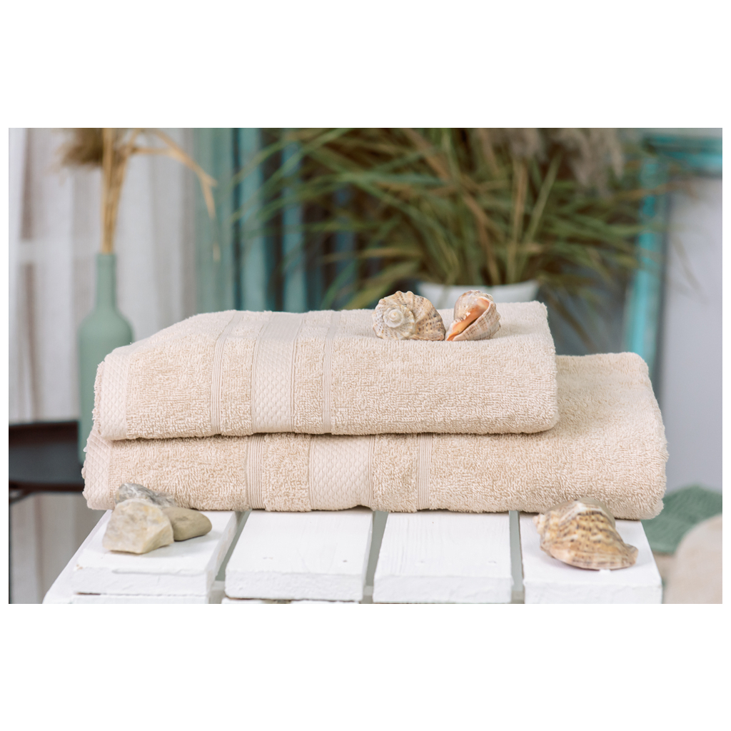 Рушник MirSon набір банний 5014 SoftNess Beige 50x90, 70x140 (2200003183061) - зображення 1