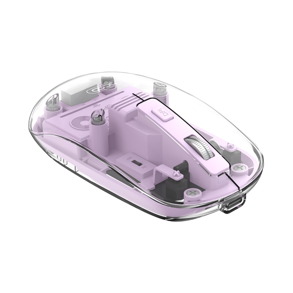 Мишка XO M12 Wireless Transparent/Pink (M12 Purple) - зображення 1