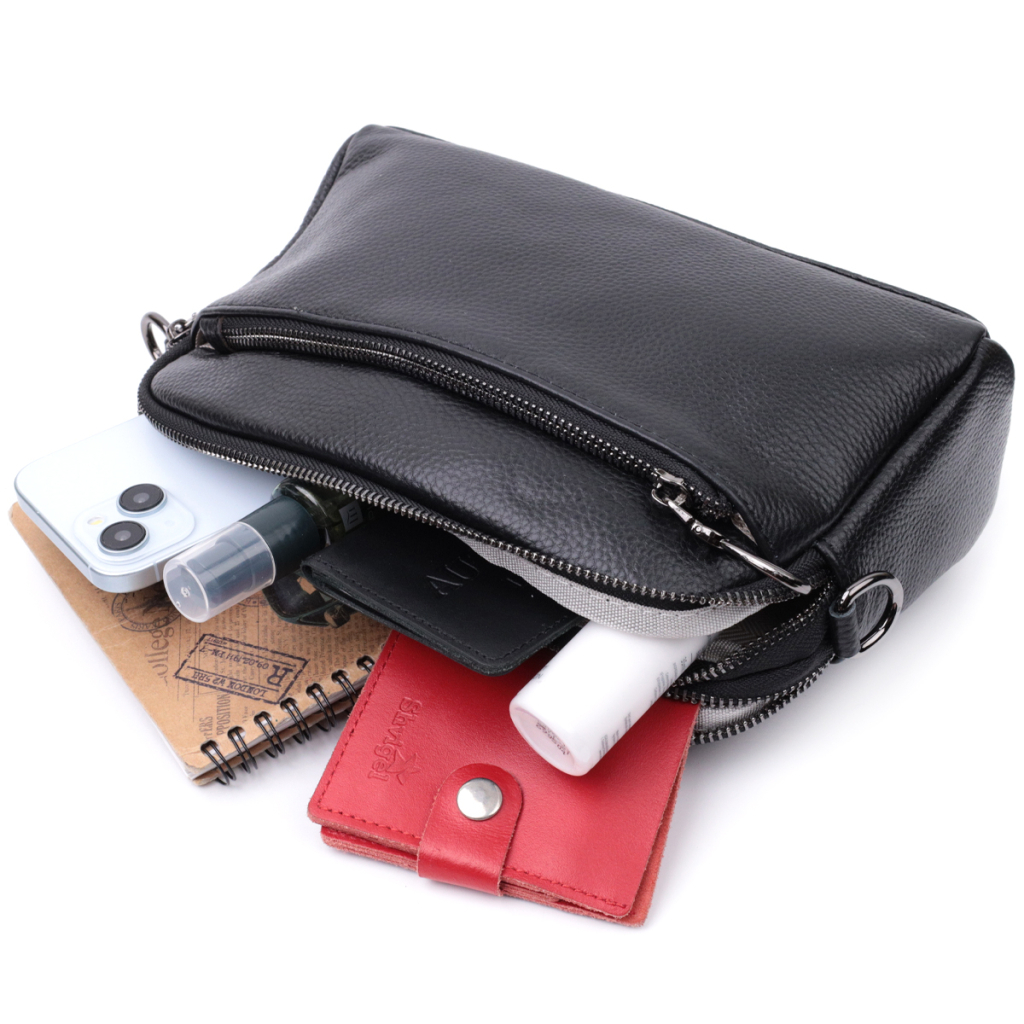 Сумка Vintage Жіноча з кишенями з натуральної шкіри Чорна (22597) - зображення 10