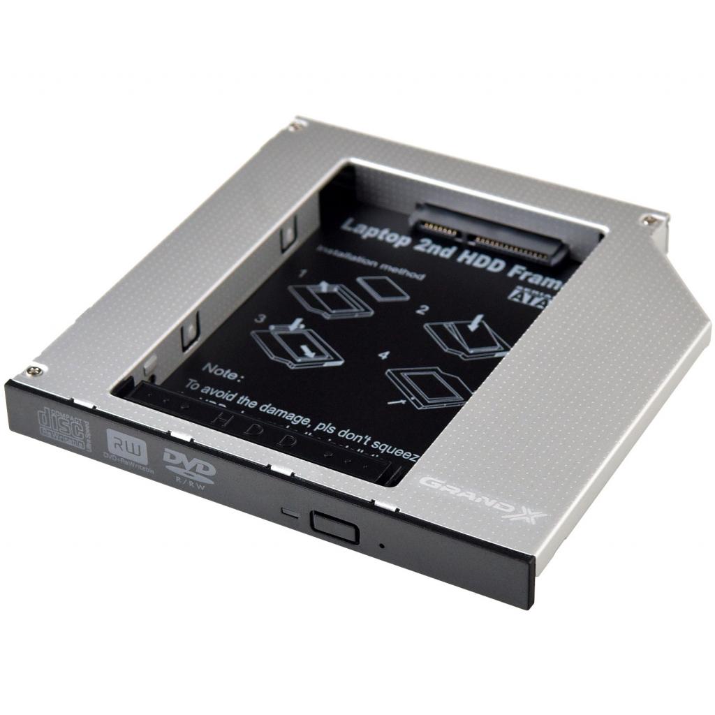 Фрейм-перехідник Grand-X HDD 2.5'' to notebook 12.7 mm ODD SATA/mSATA (HDC-25N) - зображення 1
