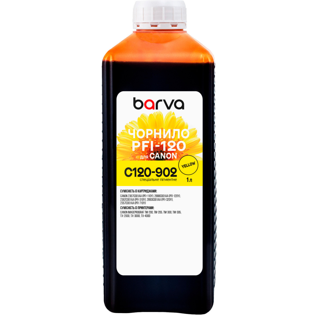 Чорнило Barva Canon PFI-120/710 1л Y pigmented (C120-902) - зображення 1