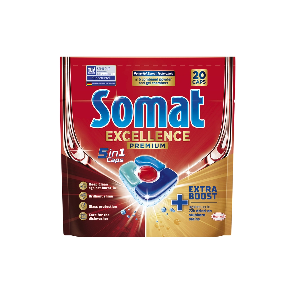 Таблетки для посудомийних машин Somat Excellence 5-в-1 20 шт. (9000101808384) - изображение 1