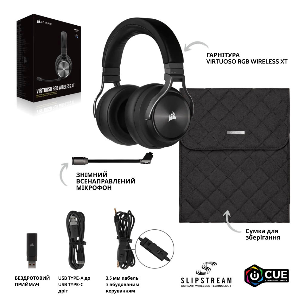 Навушники Corsair Corsair Virtuoso RGB Wireless XT (CA-9011188-EU) - зображення 6