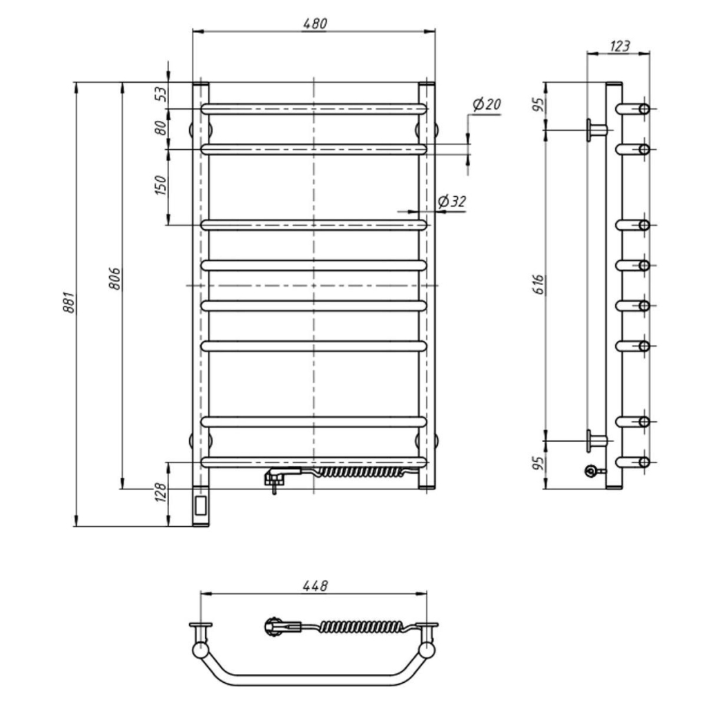 Сушарка для рушників Navin Блюз 480x800 (12-006033-4880) - изображение 4