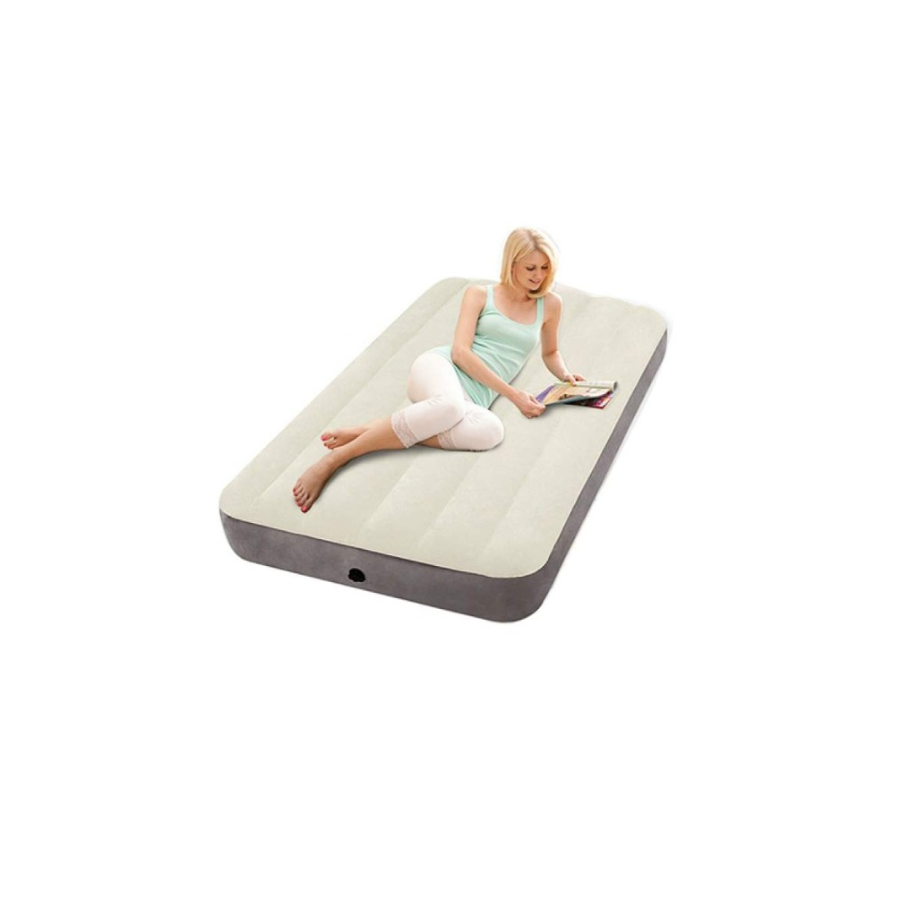 Матрац надувний Intex Dura-Beam велюр 99 x 191 x 25 см Бежевий (Intex 64101) - зображення 3