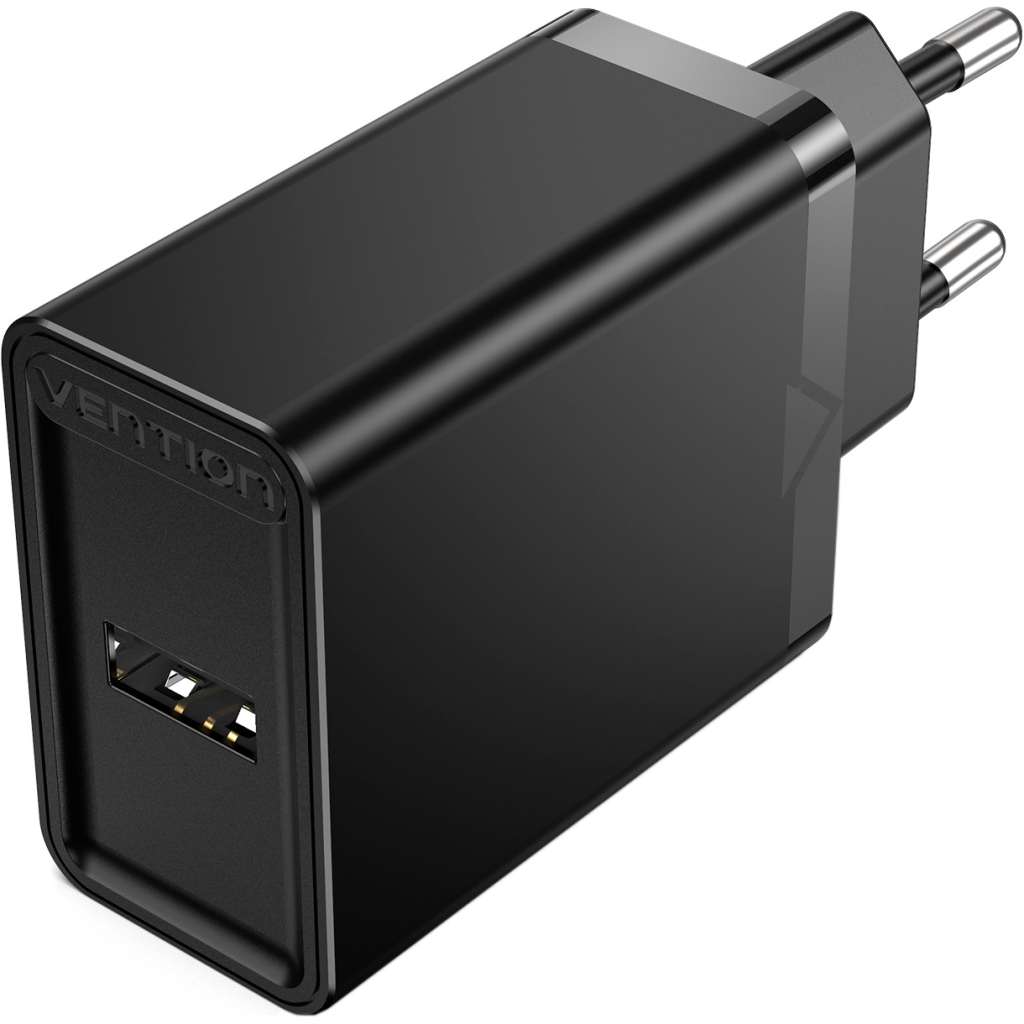 Зарядний пристрій Vention 1xUSB 12W Black (FAAB0-EU) - зображення 1