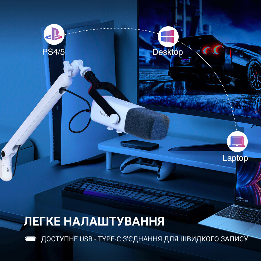 Мікрофон Fifine TAM8W USB White (TAM8W) - зображення 6