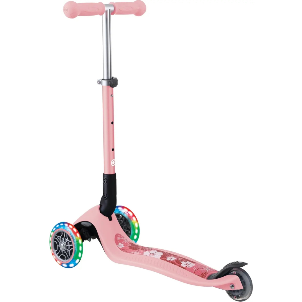 Самокат Globber Junior Foldable Lights до 50 кг 2+ Пастельно-рожевий з квітами (433-210) - зображення 2