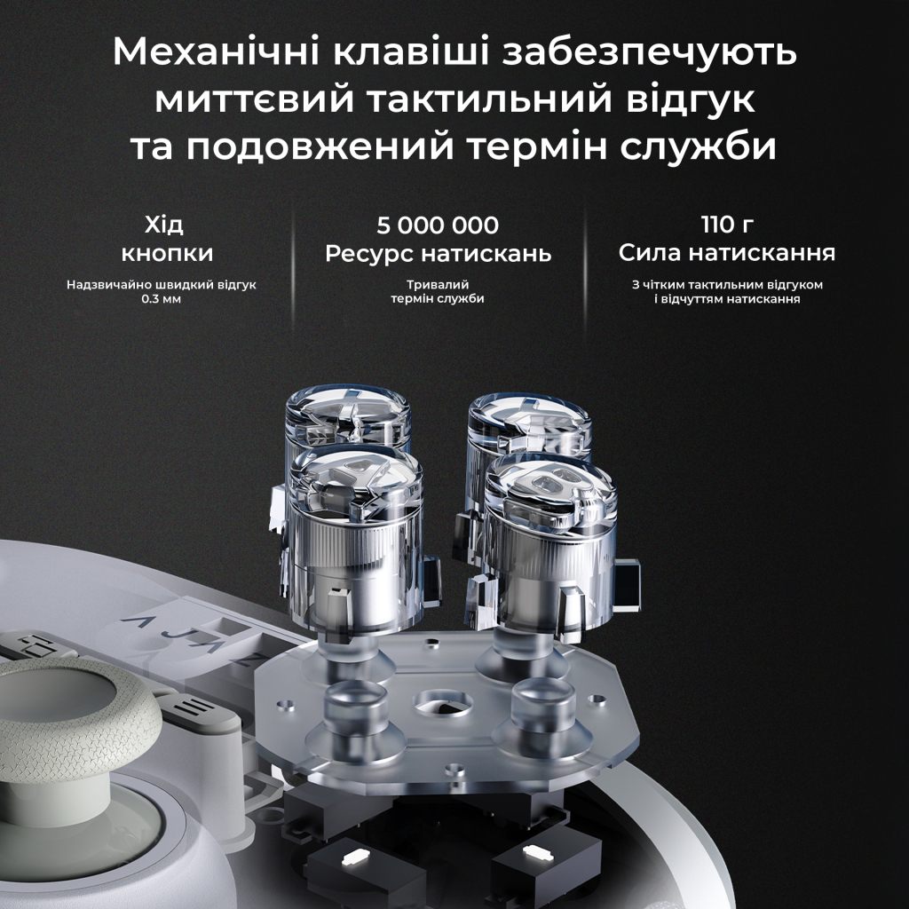 Геймпад Ajazz GP100S 2.4G/BT/USB Switch/PC/iOS/Android RGB White (GP100S-W) - зображення 8