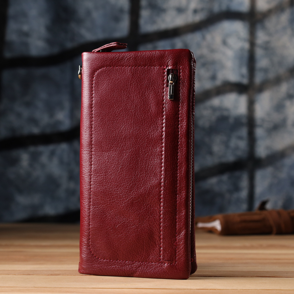 Гаманець ST Leather Шкіряний з відділенням під телефон Бордовий (23102) - зображення 10