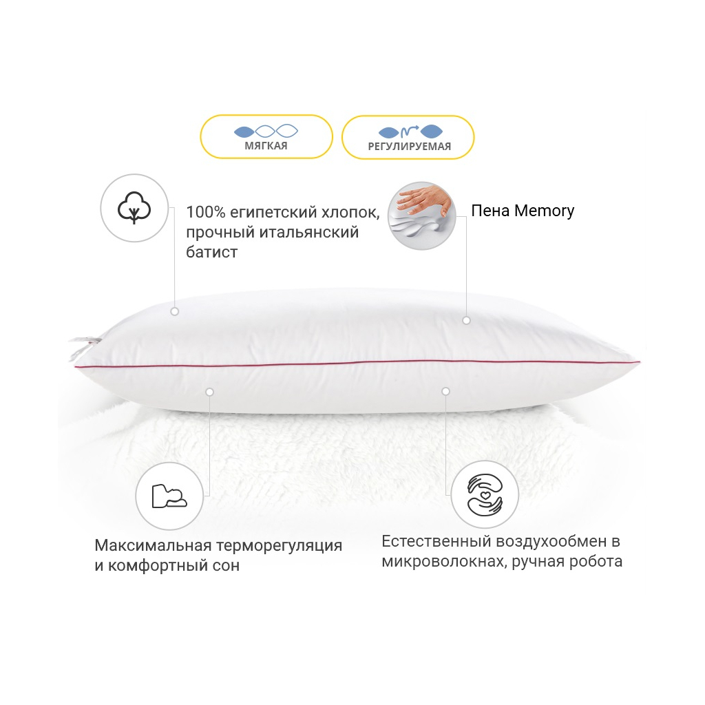 Подушка MirSon 1495 DeLuxe Hand Made memory effekt М'яка 40х40 см (2200003263657) - зображення 2