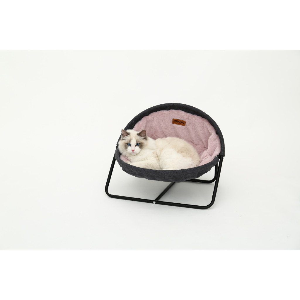 Лежак для тварин MISOKO&CO Pet bed round plush 45x45x22 см grey and pink (HOOP31839) - изображение 5