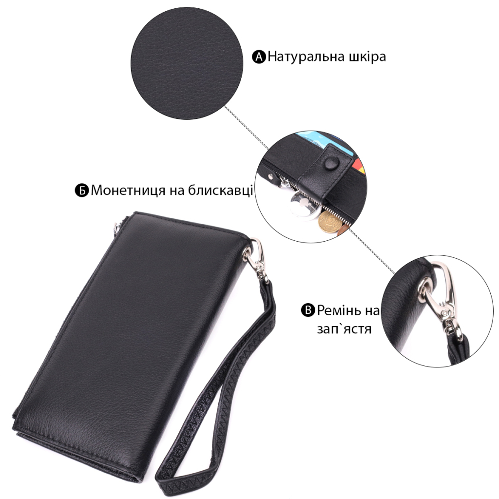 Гаманець ST Leather З натуральної шкіри Чорний (22537) - зображення 4