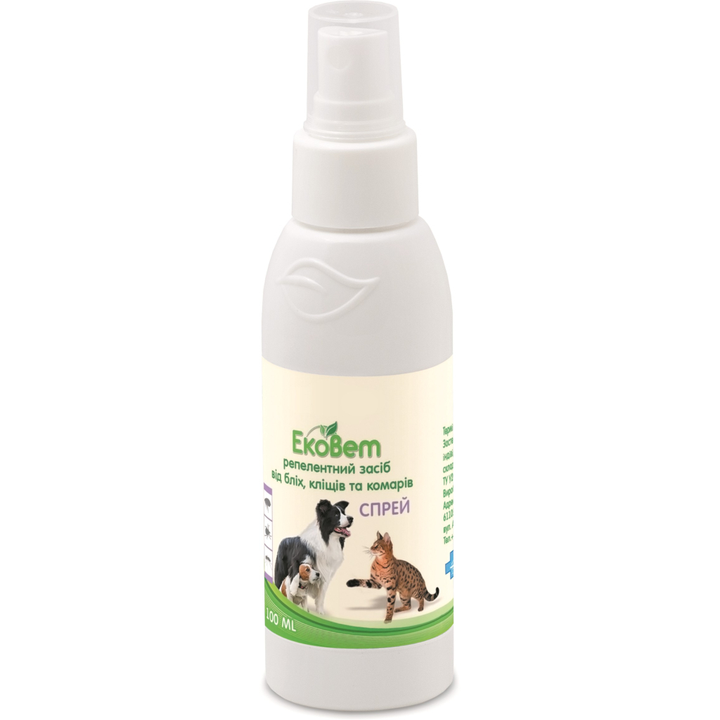 Спрей для тварин ProVET ЕкоВет від бліх та кліщів для котів та собак 100 мл (4823082411139) - зображення 1