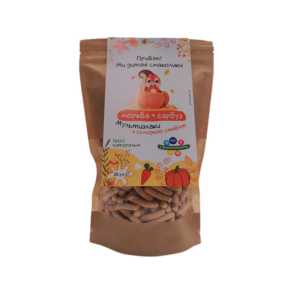 Дитяче печиво Дитячі Смаколики Палички неглазуровані Мультизлаки з чіа, морквою та гарбузом 25 г (1181039) - изображение 1