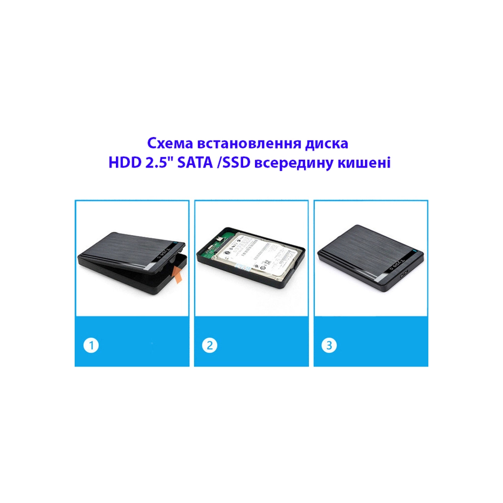 Кишеня зовнішня Dynamode 2.5" SATA/SSD HDD - USB 3.1 Type-C (DM-CAD-25317C) - зображення 9