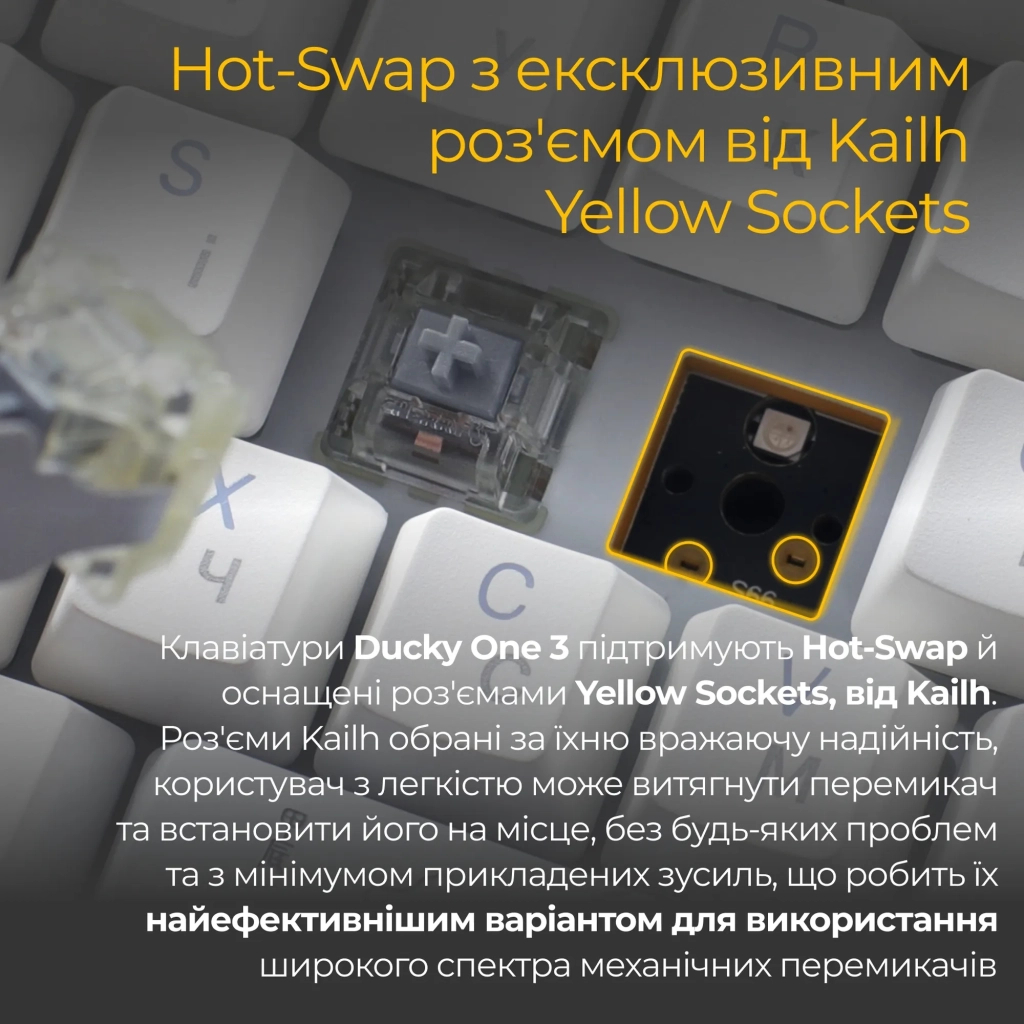 Клавіатура Ducky One 3 Cherry MX Red RGB UA USB White (DKON2108ST-RUAPXPWWWSC1) - зображення 12