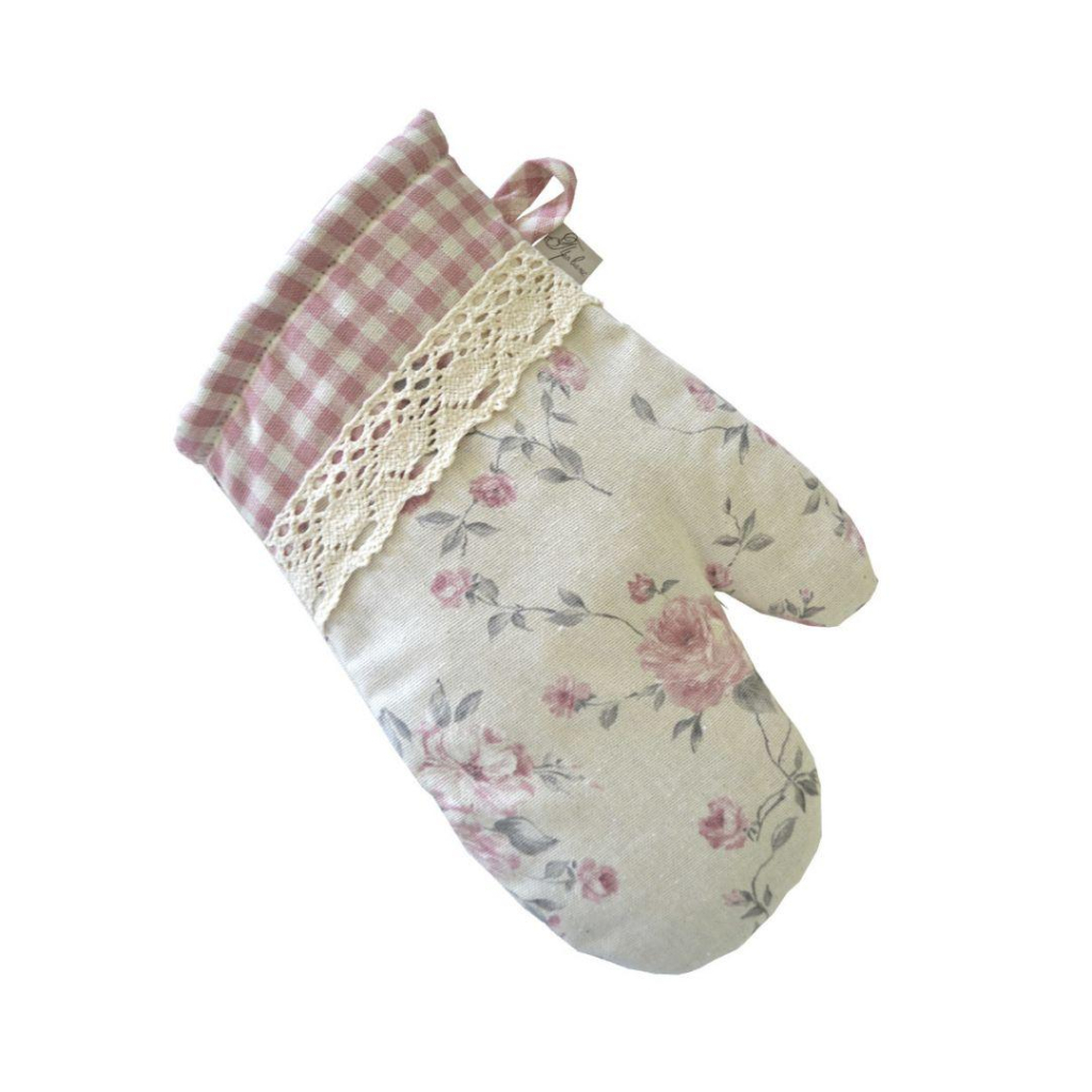 Кухонна прихватка Прованс Рукавичка Bella Троянди/Рожева клiтинка 33х16 (013537) - изображение 1