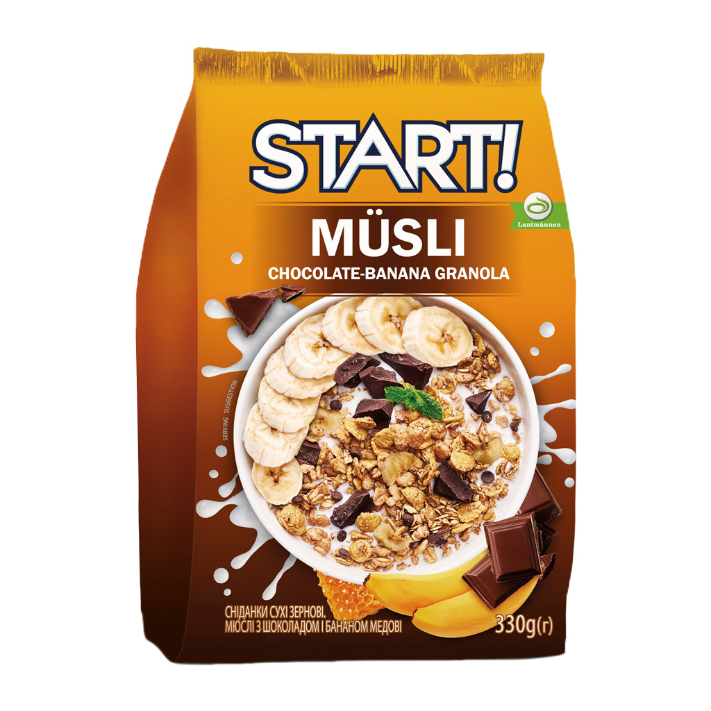 Гранола АХА Мюслів з шоколадом і бананом медові 330 г (4820008125361) - зображення 1