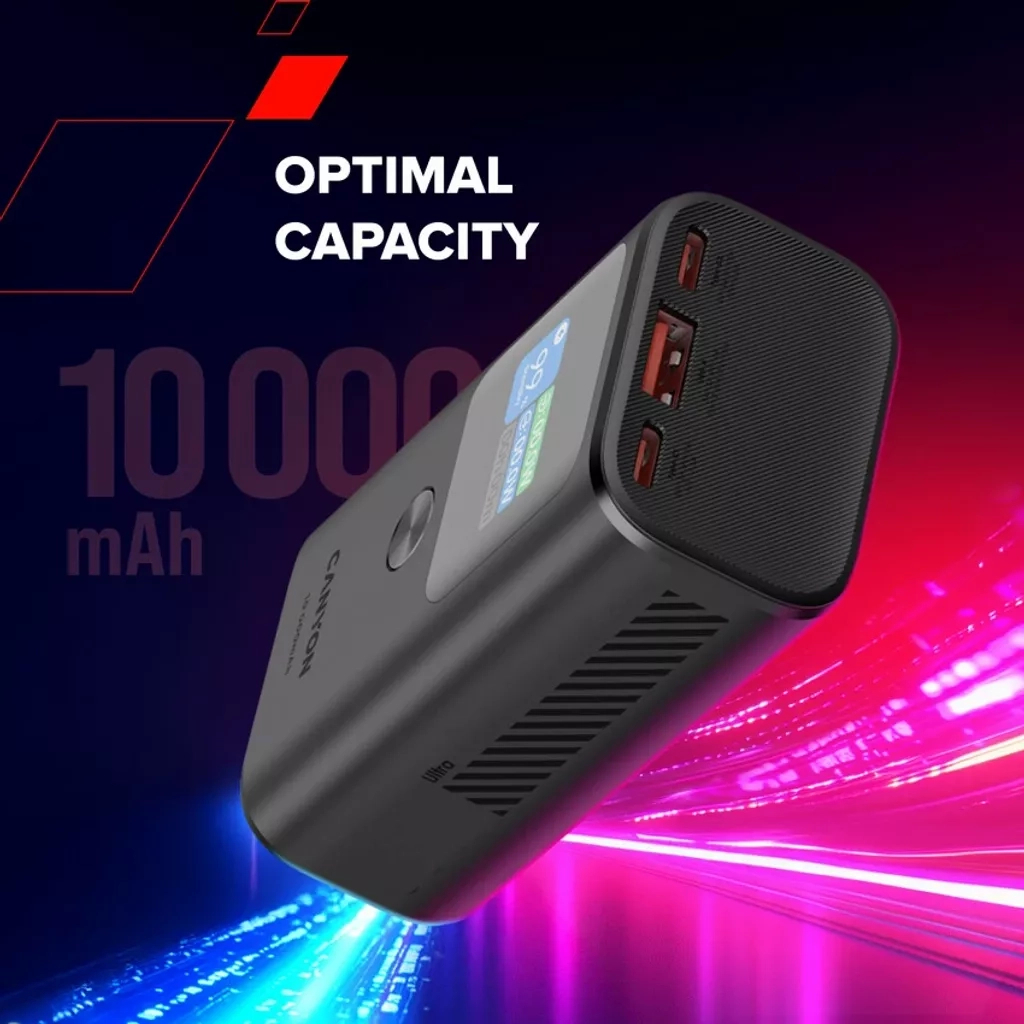 Батарея універсальна Canyon 10000mAh OnPower 130 TFT PD/30W Dark Grey (CNS-CPB130DG) - зображення 10