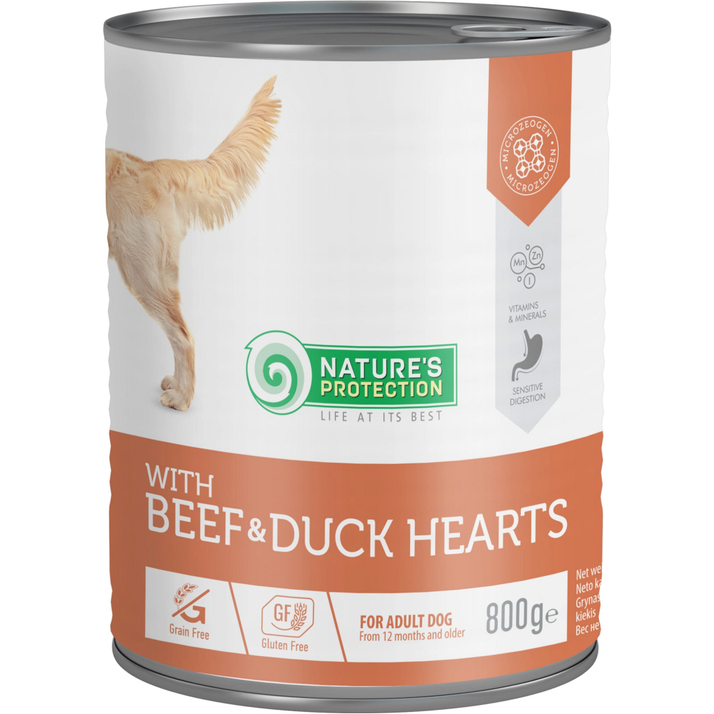 Консерви для собак Nature's Protection with Beef&Duck Hearts 800 г (KIK45605) - зображення 1