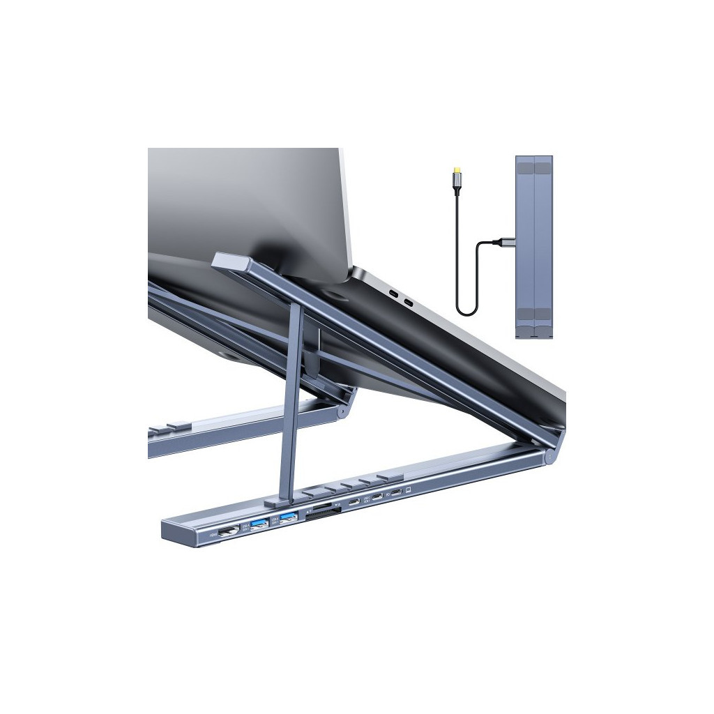 Порт-реплікатор Choetech USB-C 7-in-1 (HDMI/PD/картридер/USB-A/USB-C) Docking Station (HUB-M48-GY) - зображення 7