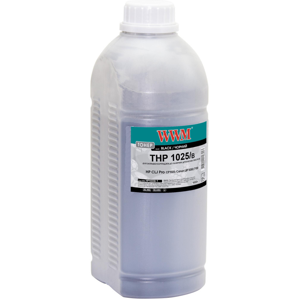 Тонер WWM HP CLJ CP1025/Canon LBP 5050/7100, 1000г Black (HP1025B-1) - зображення 1