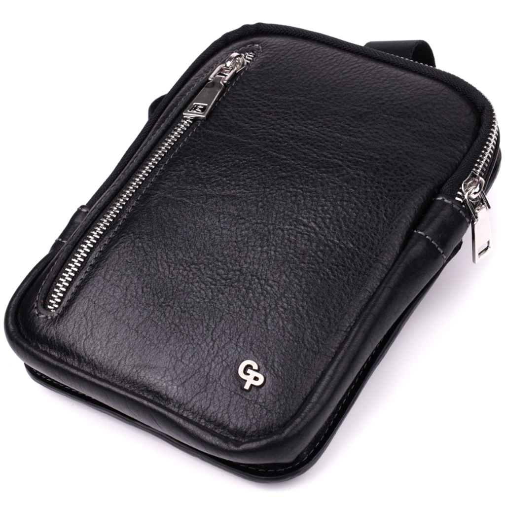 Сумка Grande Pelle Бананка з зернистої натуральної шкіри Чорна (22879) - зображення 5