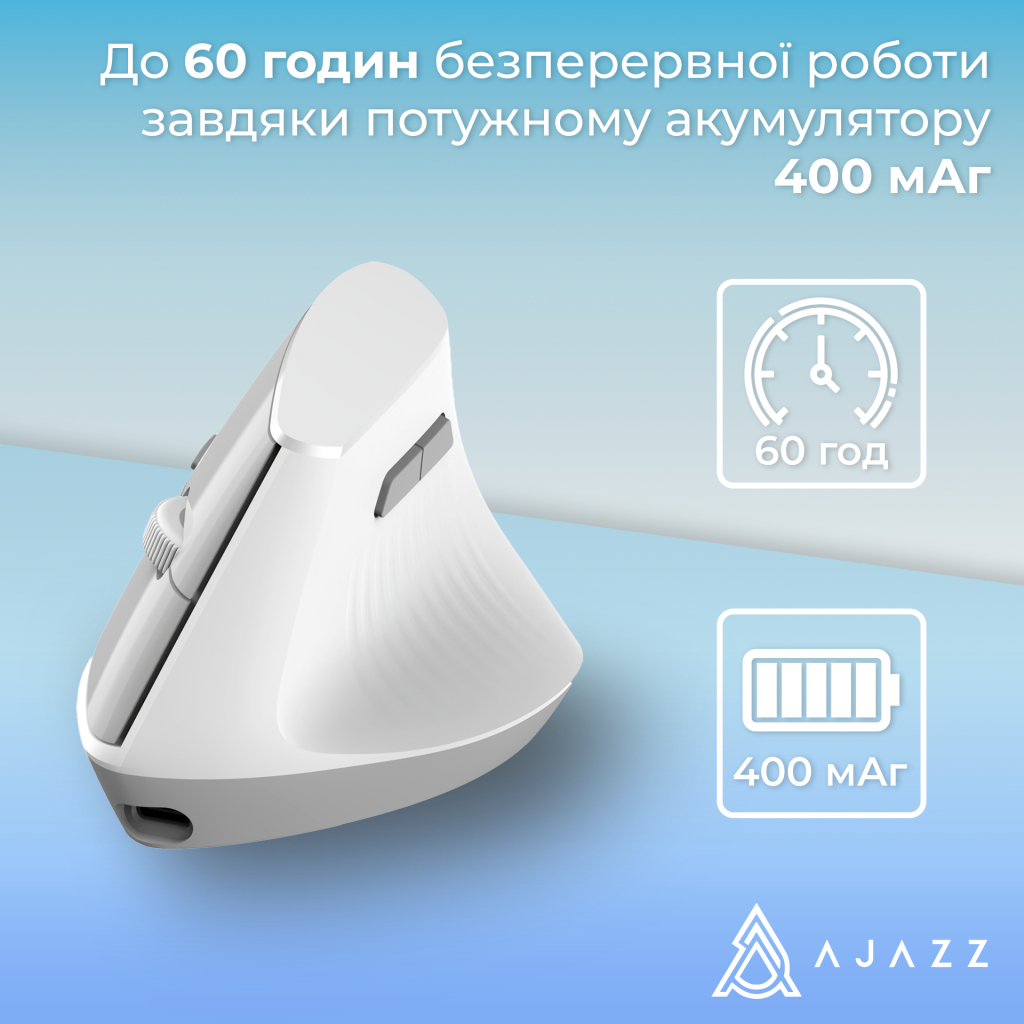 Мишка Ajazz i300 Wireless/Bluetooth/USB White (i300-W) - изображение 10