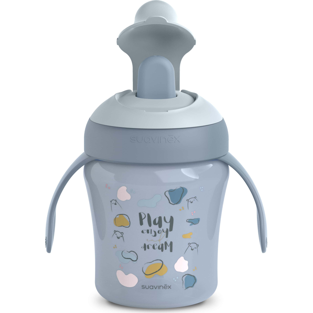 Поїльник-непроливайка Suavinex Bear Family чашка з носиком, 200 мл,+6 міс. блакитна (402641) - зображення 3