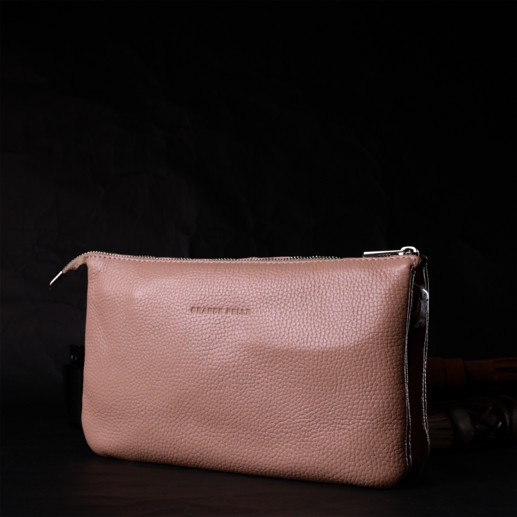 Сумка Grande Pelle З натуральної зернистої шкіри Пудрова (11698) - зображення 10