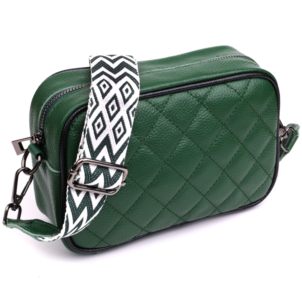 Сумка Vintage Стьобана жіноча з натуральної шкіри Зелена (22857) - зображення 1