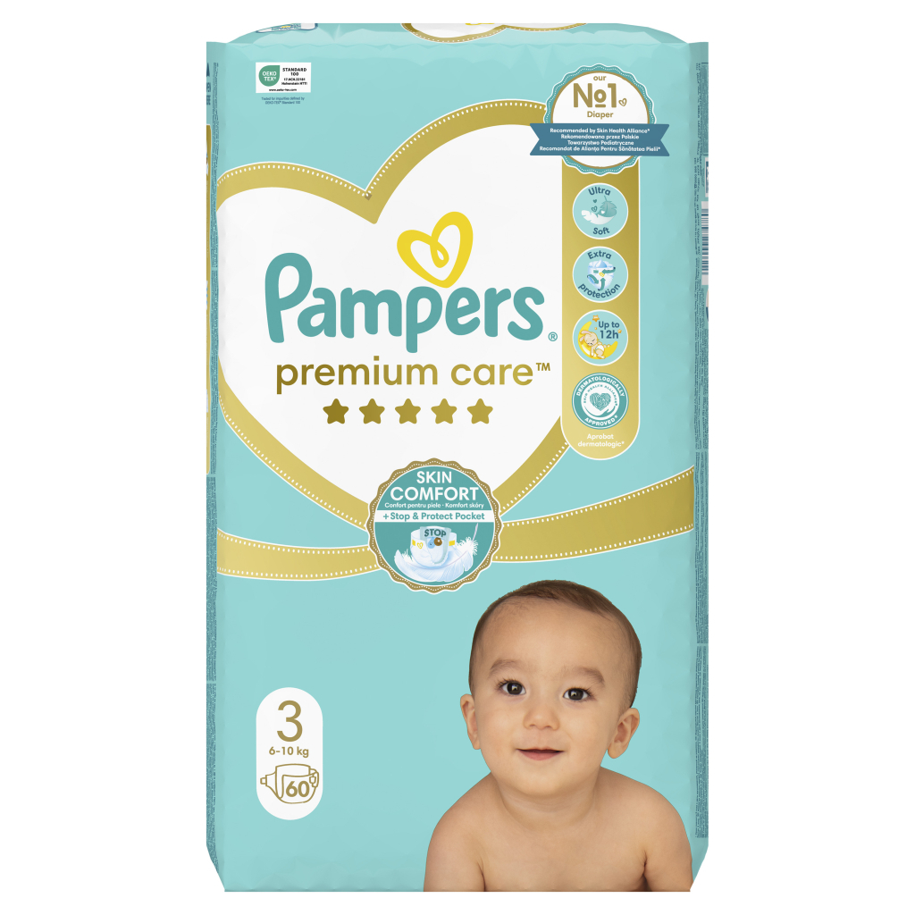 Підгузки Pampers Premium Care Midi Розмір 3 (6-10кг), 60 (4015400274780) - зображення 2